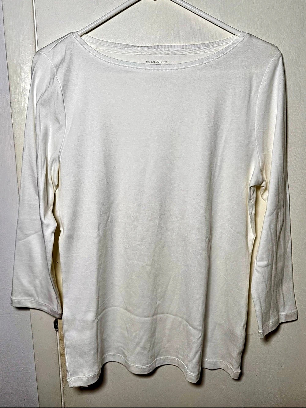 Talbots Pima Cotton Tee White Long Sleeve Top M
